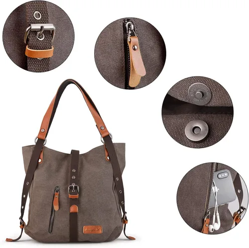 Vista 3 de SHANGRI-LA - Bolso de mano para mujer, estilo informal, para escuela, mochila convertible.