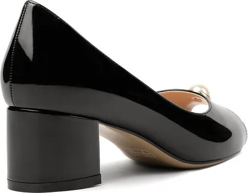 Vista 5 de MODENCOCO Zapatos de tacón bajo y grueso para mujer, sin cordones, con puntera abierta, de 2 pulgadas
