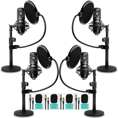 Vista 6 de Movo PC-M6 - Micrófono de condensador cardioide universal con soporte de micrófono de mesa, filtro pop de doble capa y cables de audio, gran kit
