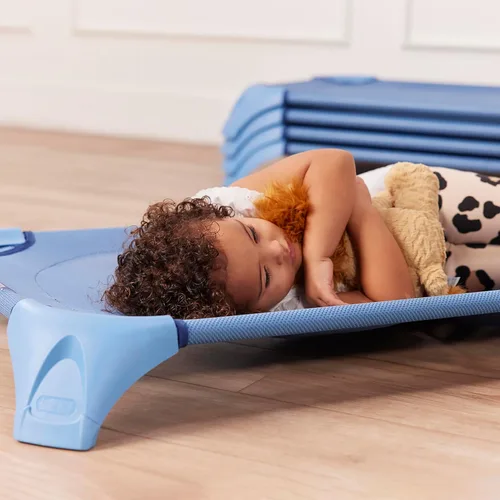 Vista 10 de ECR4Kids Stackable Cozy Cot with Storage and Name Tags, 6-Pack, Powder Blue Azul polvoriento
