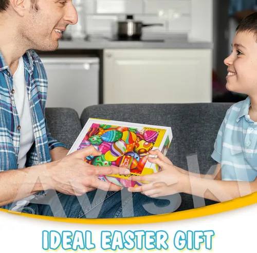 Vista 3 de Rompecabezas de Pascua con póster de referencia 1:1, rompecabezas festivos para adultos y niños - 500 piezas, juegos educativos con huevos