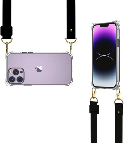 Vista 8 de Funda transparente para iPhone 13 con correa cruzada ajustable desmontable, ajuste delgado, funda protectora a prueba de golpes con cordón de hombro