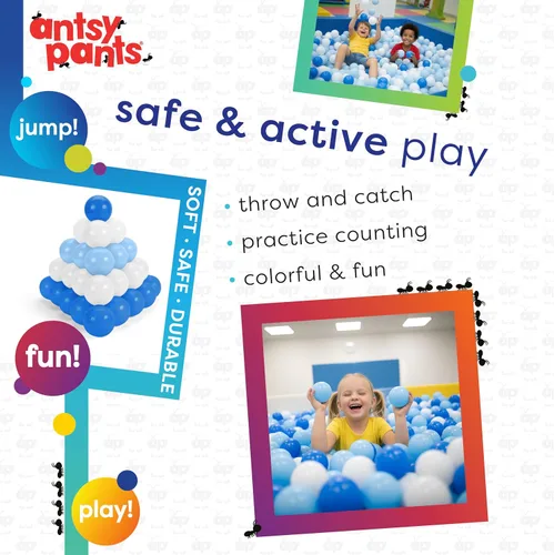 Vista 6 de Antsy Pants 100 pelotas para hogueras, pozo de pelotas para niños pequeños de 1 a 3 años, materiales no tóxicos, bolsa de almacenamiento ligera