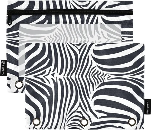 Vista 21 de Estuche de béisbol blanco para lápices de 3 anillas, paquete de 2 carpetas para lápices, estuche transparente con cremallera, bolsa de cosméticos