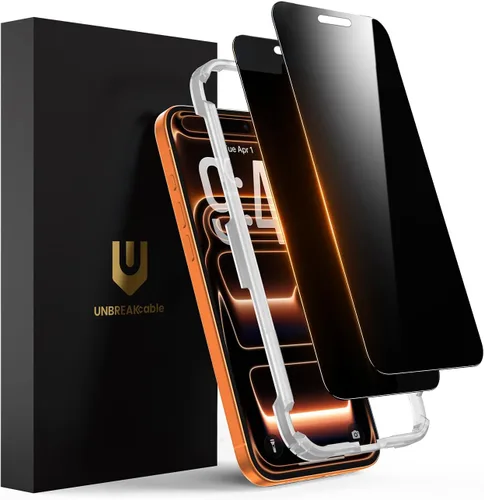 Vista 14 de UNBREAKcable Protector de pantalla de privacidad para iPhone 15, cobertura completa, vidrio templado inastillable [borde a borde]