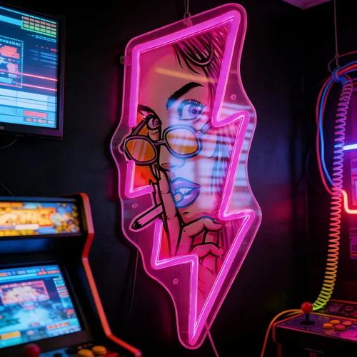 Vista 9 de Letrero de neón AK47Gun, arte de pared LED en forma de pistola, luz de neón LED alimentada por USB para decoración de pared en cueva de hombre, sala
