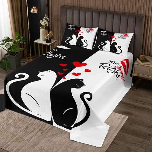 Vista 9 de Erosebridal Juego de colcha de gato rosa, tamaño individual para niñas, gris y negro, juego de ropa de cama para niños y niños, lindo juego