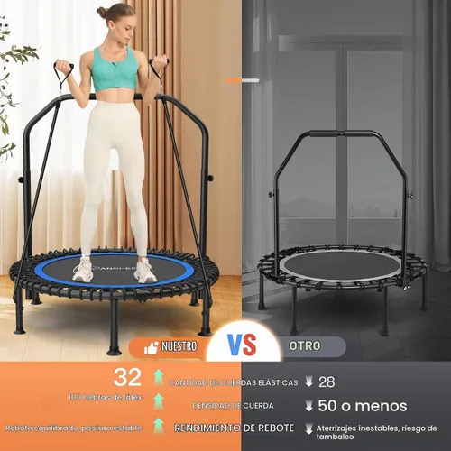 Vista 3 de ANCHEER Minitrampolín plegable de 40"/48", carga máxima de 450 libras/550 libras para interiores, con mango de espuma ajustable de 4 niveles