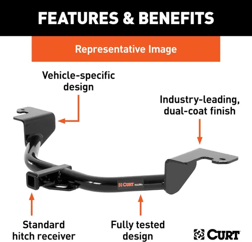 Vista 3 de CURT Enganche de remolque Clase 2 12093, receptor de 1-1/4 pulgadas, compatible con Mazda CX-7 seleccionados