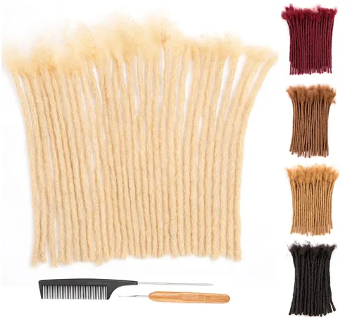 Vista 32 de DAIXI 0.2cm y 0.4cm y 0.6cm y 0.8cm de grosor 4-18 pulgadas 10 hebras extensiones de rastas de cabello humano 100% real para hombres/mujeres