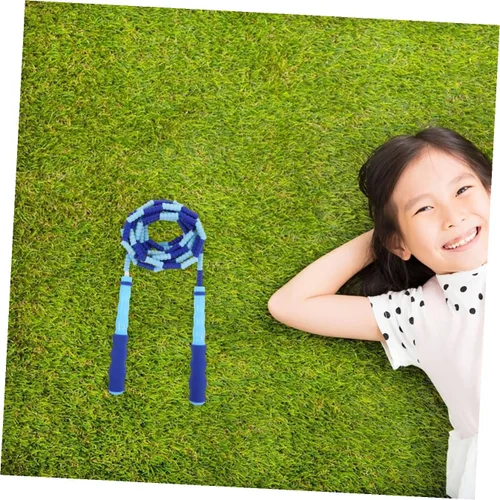 Vista 4 de Kids Beaded Jump Rope for Exercise, Adjustable Speed Rope Blue