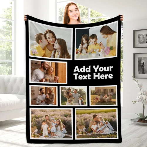 Vista 9 de Magimagine Mantas personalizadas con imágenes de texto para regalos de novio, manta de fotos personalizada para familiares y amigos para Navidad