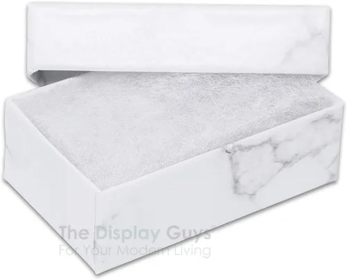 Vista 2 de TheDisplayGuys For Your Modern Living Caja de regalo de caja de joyería de papel de cartón relleno de algodón, Algodón