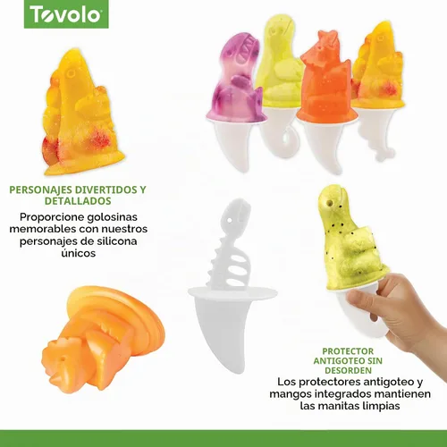 Vista 7 de Tovolo - Moldes para paletas heladas, motivo yeti, Dino, Blanco