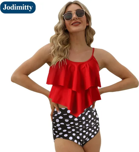 Vista 6 de Jodimitty 2 Piece High Waisted Tummy Control Bathing Suit Tankini for Bikini Set