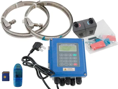 Vista 4 de Medidor de flujo ultrasónico con tarjeta SD DN50 ~ 27.559 in, transductor de abrazadera de alta temperatura TM-1-HT