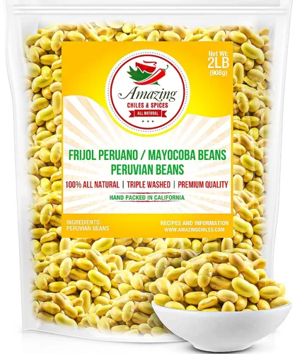 Vista 8 de Frijol Peruano - Frijol Peruano - Frijol Peruano - Frijoles de mayocoba, 100% naturales, calidad premium. Triple lavado. por Amazing Chiles and