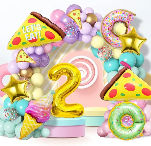 Vista 6 de 7 globos de pizza, número de cumpleaños de pizza, globos de aluminio de Mylar para pizza, suministros de fiesta, decoraciones de cumpleaños