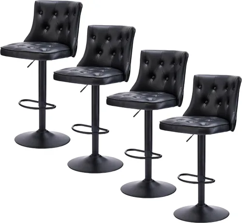 Vista 14 de FIRAVOE Juego de 2 taburetes de bar, taburetes de bar giratorios ajustables con respaldos, taburetes de bar de 25 a 34 pulgadas de altura de Negro