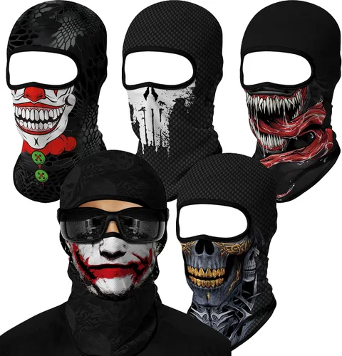Vista 51 de Pasamontañas 3D, máscara de cara completa, resistente al viento, máscara de esquí con calavera táctica para motocicleta, ciclismo, Halloween