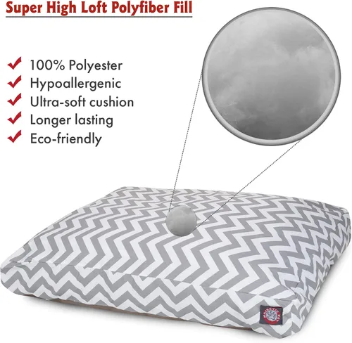 Vista 2 de Majestic Pet Cama rectangular para perro Chevron lavable, cama antideslizante y cómoda para mascotas, cama de jaula con funda extraíble lavable, Gris