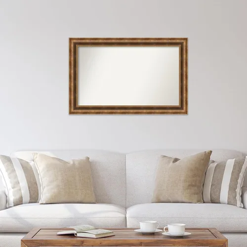 Vista 916 de Amanti Art Espejo de pared personalizado no biselado (25 x 25 pulgadas), marco de bronce acentuado, varios tamaños personalizados, espejo de baño
