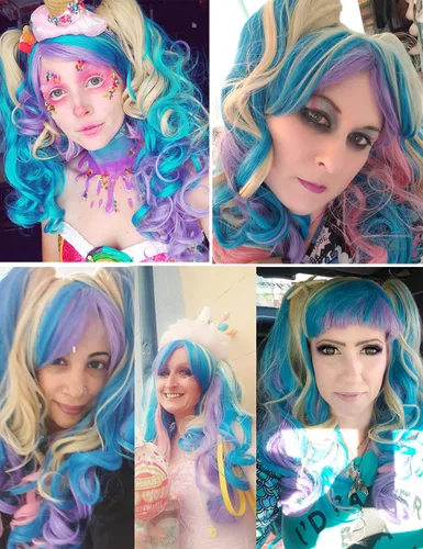 Vista 3 de ColorGround - Peluca larga rizada para cosplay con 2 coletas, talla única