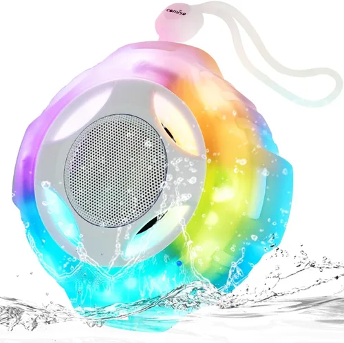 Vista 8 de Comiso - Altavoz impermeable con graves robustos, altavoz de ducha con luz dinámica, modo TWS, sonido HD fuerte, impermeable IP67, 2000mAh