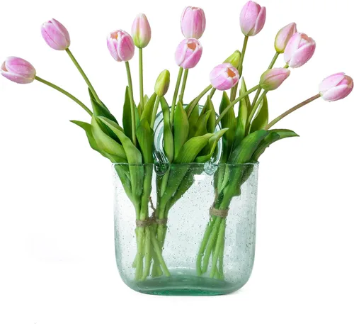 Vista 32 de DUYONE 15 flores de tulipanes artificiales, ramo de látex de tacto real, tulipanes falsos para oficina, boda, fiesta, hogar, cocina, jardín