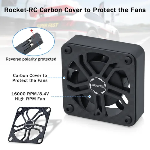 Vista 2 de Surpass Hobby - Ventiladores de refrigeración RC de 1.575 pulgadas, 16000 RPM de alto RPM, ventilador de motor de automóvil RC para 1/8 1/10 RC Car