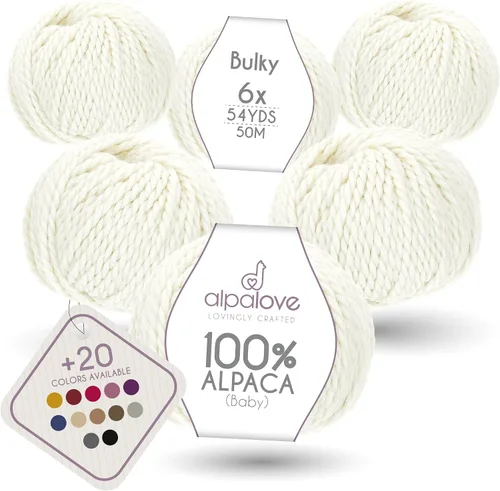 Vista 25 de Set de Lana Abultada (6 x 50 g) Súper Suave de Alpaca Bebé para Tejer Antracita 300 Metros