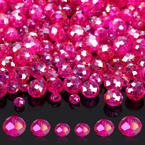Vista 13 de 600 cuentas facetadas de cristal, cuentas de piedras preciosas, sueltas para hacer manualidades de joyería de 0.315, 0.236, 0.157 pulgadas (color AB)