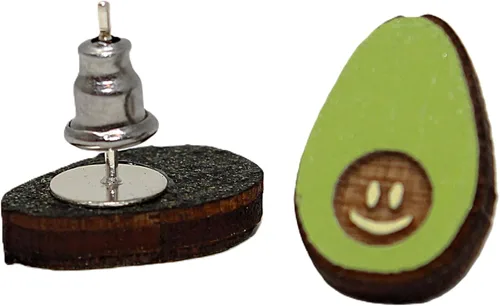 Vista 4 de Pendientes Avocuddles de Aguacate Juego de joyas de pendientes de aguacates de madera pintadas a mano