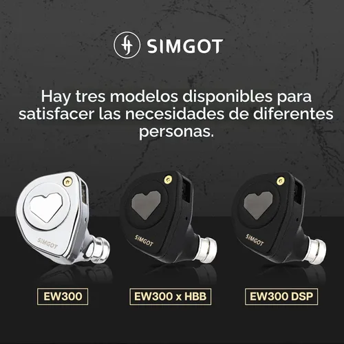 Vista 3 de Linsoul SIMGOT EW300 - Audífonos intrauditivos híbridos de alta fidelidad, 1DD+1Planar+1PZT, auriculares con cable IEM, auriculares