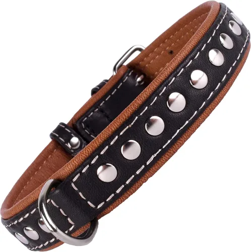 Vista 91 de CollarDirect - Collar de cuero enrollado para perro, collar redondo acolchado suave para cachorro, collar de cuero auténtico hecho a mano