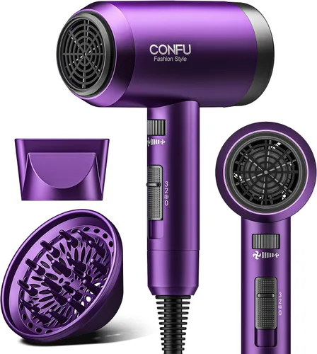 Vista 10 de Secador de pelo, secador de pelo CONFU con difusor, secador de pelo profesional 21000PRM, secador de pelo iónico negativo portátil ligero de secado