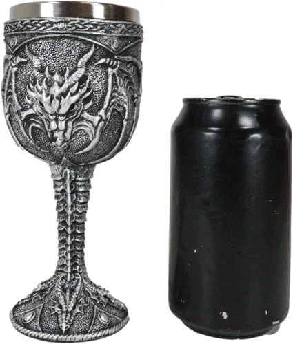 Vista 6 de Ebros - Figura medieval de fantasía, Ridley, dragón de fuego abrasador, copa de vino, bebida, cáliz, como medieval renacentista, fantasía