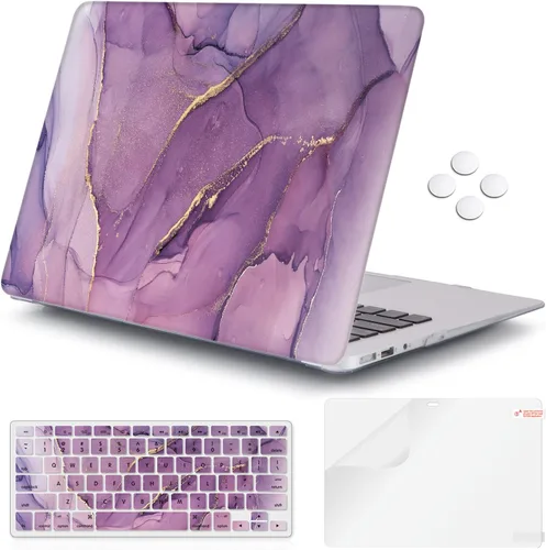 Vista 9 de iCasso Funda para MacBook Air de 13 pulgadas (versión anterior 2010-2017), carcasa protectora rígida de plástico y cubierta de teclado solo