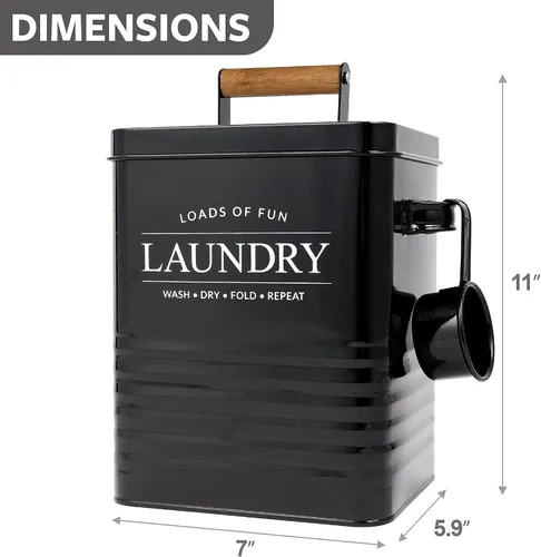 Vista 3 de Calindiana Dispensador de jabón de metal con cuchara para decoración de lavandería y ahorro de espacio, organización y almacenamiento, contenedor