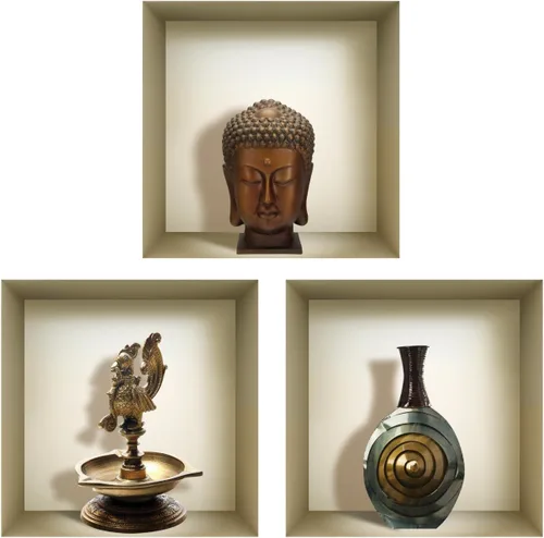Vista 7 de Arte de pared 3D, juego de calcomanías de nicho, decoración de pared 3D, calcomanías de pared para sala de estar, calcomanías de pared