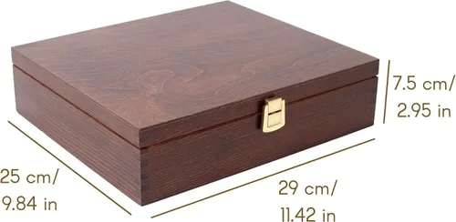 Vista 3 de Creative Deco Caja de té de madera marrón con tapa 12 compartimentos 11.4 x 9.8 x 3.0 in Madera natural Organizador de lujo