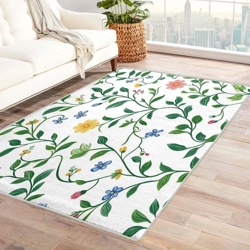 Vista 15 de Alfombra floral negra y dorada para entrada, dormitorio, cocina, 2 x 3 pulgadas, diseño de flor de cerezo de 2 x 3 pies, alfombra pequeña con diseño