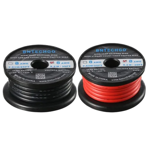 Vista 11 de Bntechgo 8 alambres de silicona suave y flexible, silicona resistente a altas temperaturas, altamente eficiente 8 AWG calibre, 1650 hilos de alambre