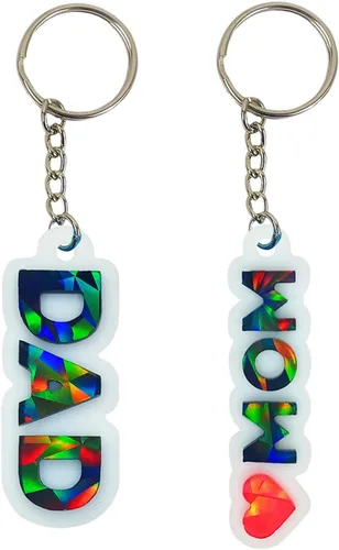 Vista 5 de Molde de silicona brillante para mamá y papá, molde de luz y adorno, llavero de bricolaje, joyería de resina epoxi, moldes para manualidades