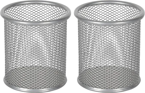 Vista 9 de EasyPAG Portalápices para escritorio, paquete de 2 organizadores de bolígrafos de metal, organizador de vasos de malla para el hogar, oficina, aula