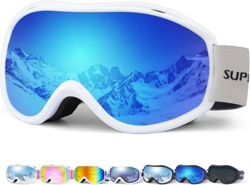 Vista 13 de Supertrip Gafas de esquí para hombres y mujeres, antivaho para nieve, protección UV, gafas de snowboard para adultos y jóvenes