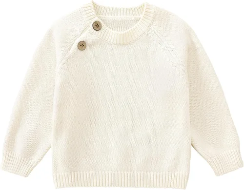 Vista 15 de Pureborn - Jersey de punto para bebés, niñas y niños, suéter de punto de algodón con cierre de botones beige-a