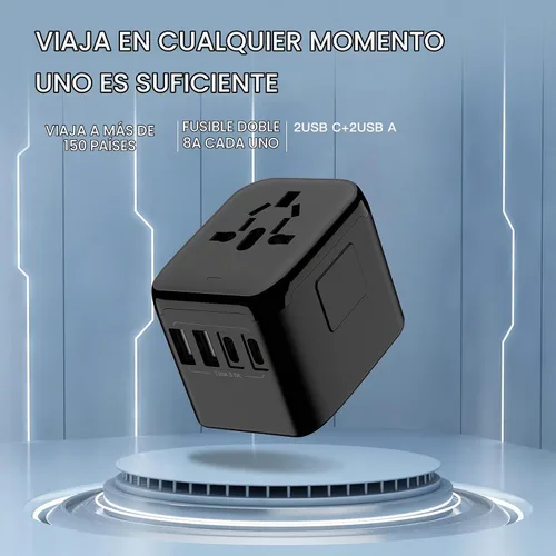 Vista 7 de Universal Travel Adapter, VYLEE 5 in 1 International Power Adapter Negro