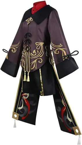 Vista 3 de ATEOVE Disfraz de cosplay de Hu Tao conjunto completo