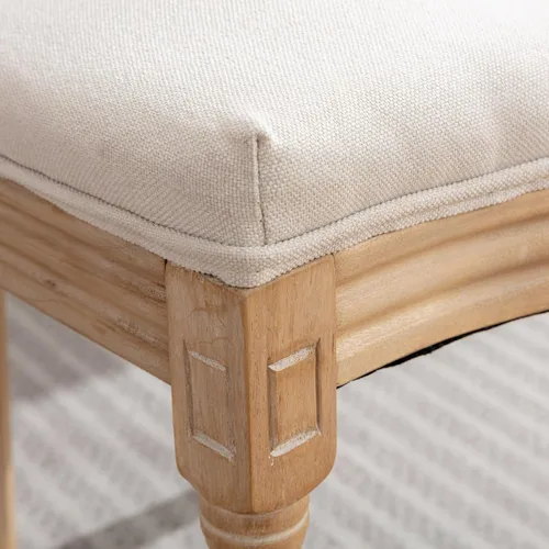 Vista 9 de French Country Set of 2 Dining Chairs, Linen Farmhouse Wood Chairs Beige